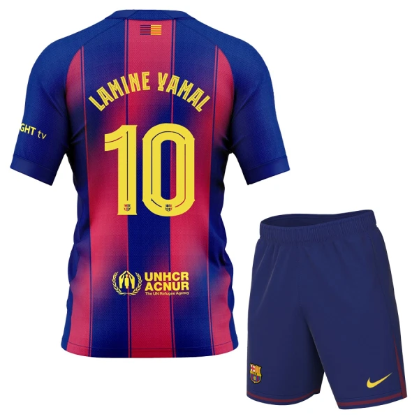 Fotbollströjor med tryck Lamine Yamal 10 Barn FC Barcelona Hemmatröja 2025/26