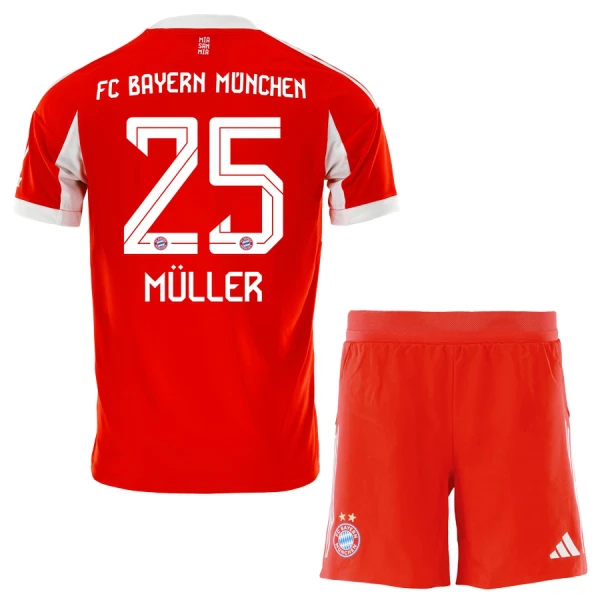 Billiga Fotbollströjor Barn FC Bayern München Hemmatröja 2025/26 Thomas Müller 25 Fotbollsställ