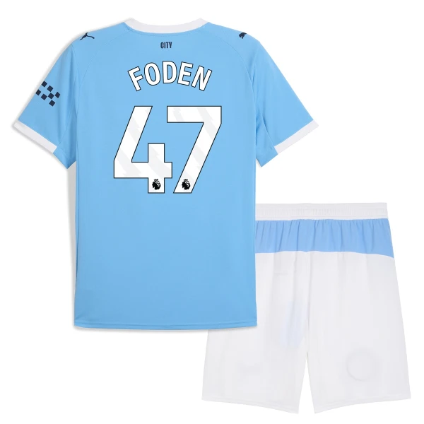 Fotbollsställ Barn Manchester City Hemmatröja 2025/26 Phil Foden 47