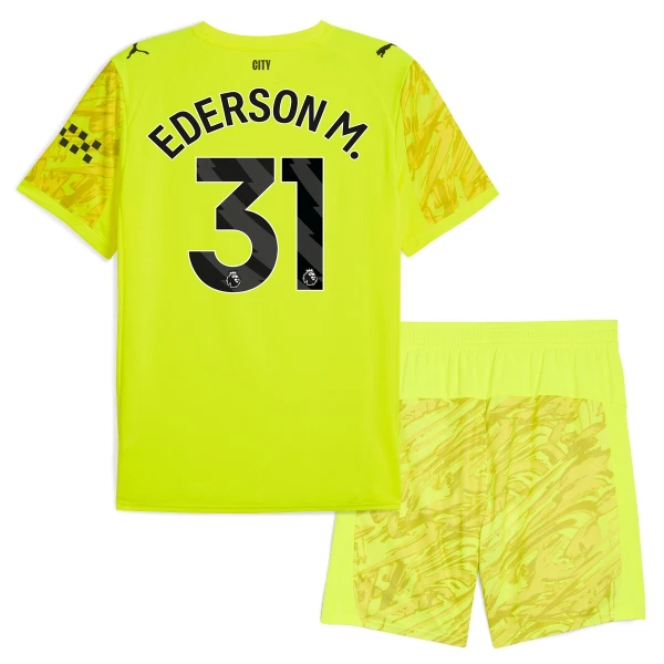 Fotbollskläder Set Barn Manchester City Målvakt Tredjetröja 2025/26 Gul Ederson M. 31