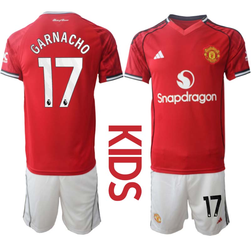 Billiga Fotbollsset Barn Manchester United Hemmaställ 2025/26 Alejandro Garnacho 17