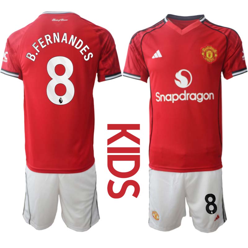 Fotbollsdress Barn Manchester United Hemmaställ 2025/26 Bruno Fernandes 8