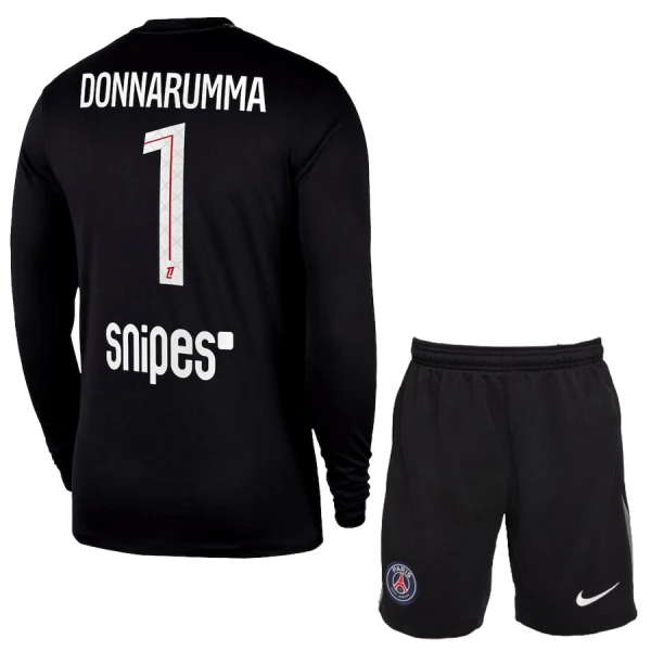 Fotbollsset Barn Paris Saint-Germain Målvaktströja 2025/26 Svart Gianluigi Donnarumma 1