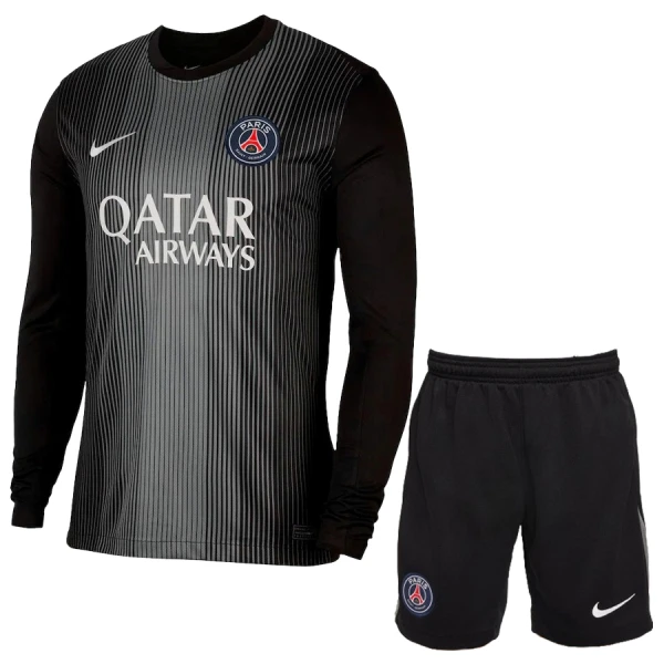 Paris Saint-Germain Målvaktströja 2025/26 Svart Barn Långärmad Fotbollsstäl