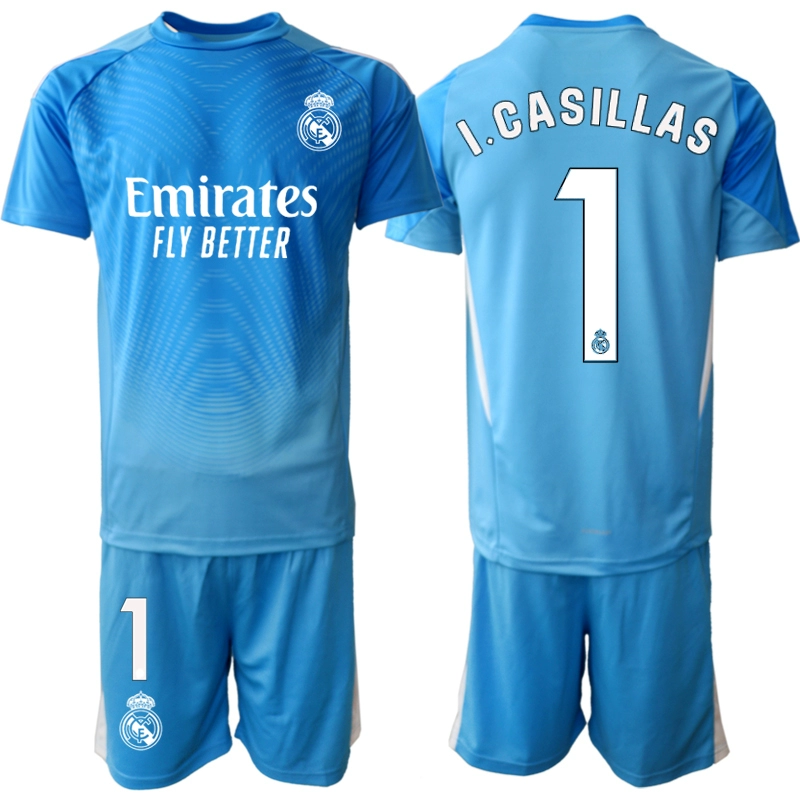 Fotbollskläder Set Barn Real Madrid Målvaktströja 2025-26 Blå Iker Casillas 1