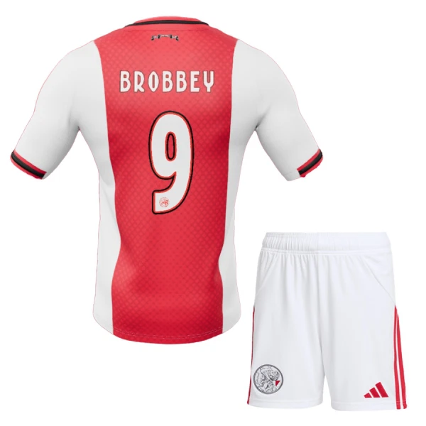 Ajax Hemmatröja 2025/26 Fotbollströja barn med namn Brian Brobbey 9