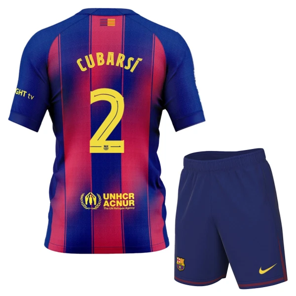Billiga Fotbollströjor Barn FC Barcelona Hemma 2025/26 Fotbollsställ Pau Cubarsí 2