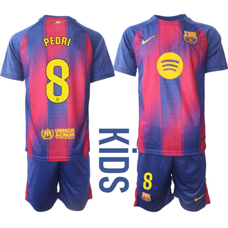 Fotbollsdress Barn FC Barcelona Hemmaställ 2025/26 Pedri Gonzalez 8