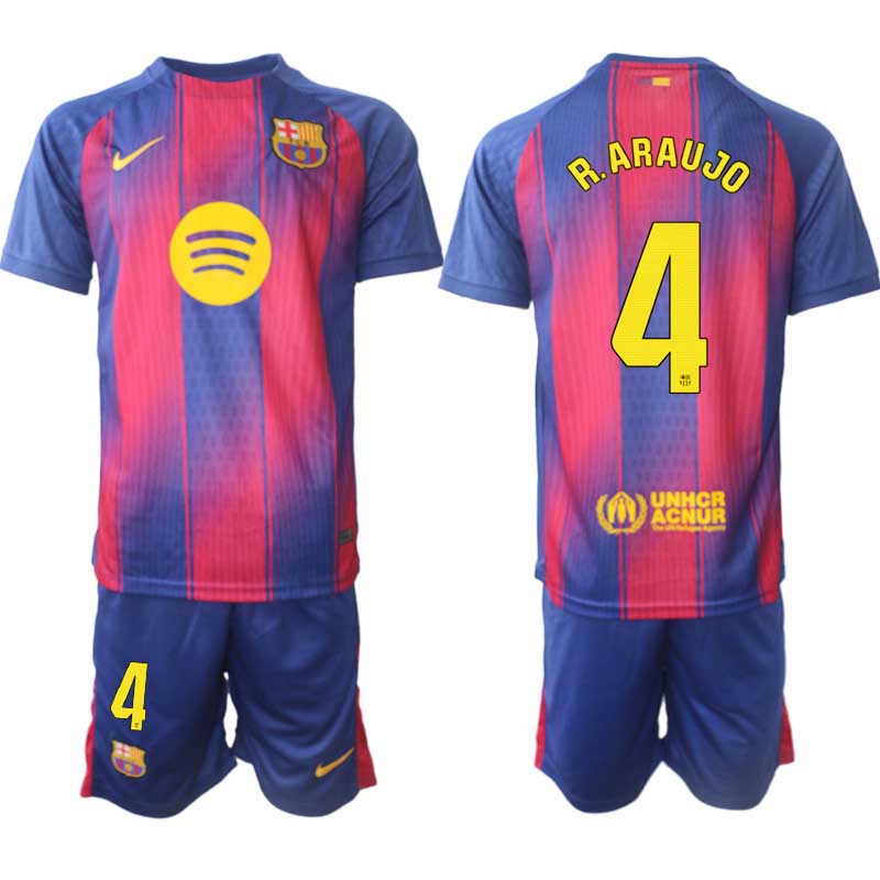 Fotbollströjor Billigt FC Barcelona Hemmaställ 2025/26 Ronald Araujo 4