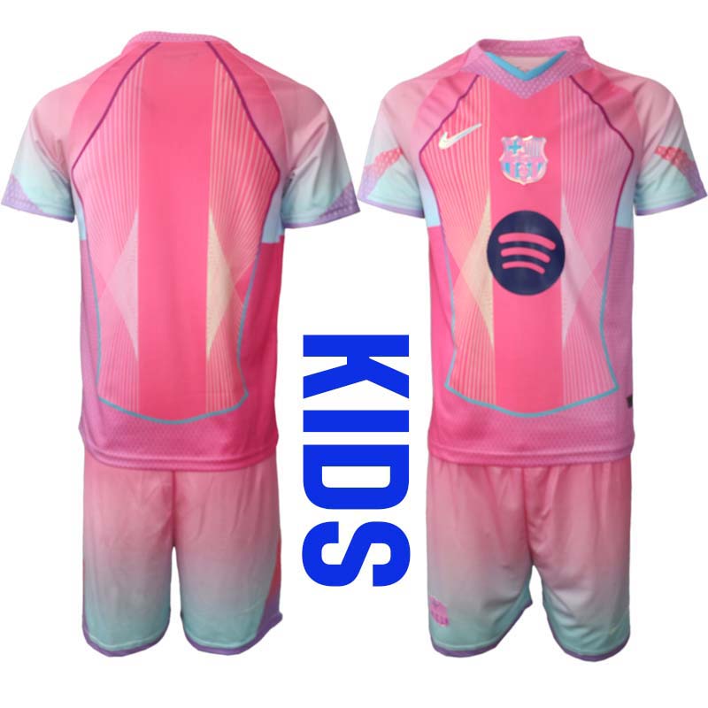 Fotbollströja Barn FC Barcelona Rosa Specialutgåva 2025/26 Fotbollsset
