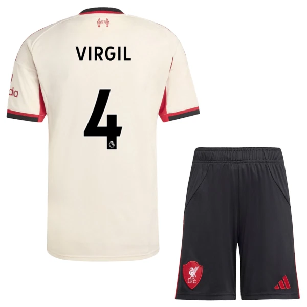Fotbollskläder Set Barn Liverpool Bortaställ 2025/26 Virgil van Dijk 4