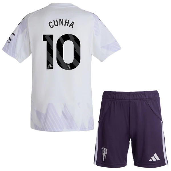 Billiga Fotbollströjor Barn Manchester United Bortaställ 2025/26 set Matheus Cunha 10