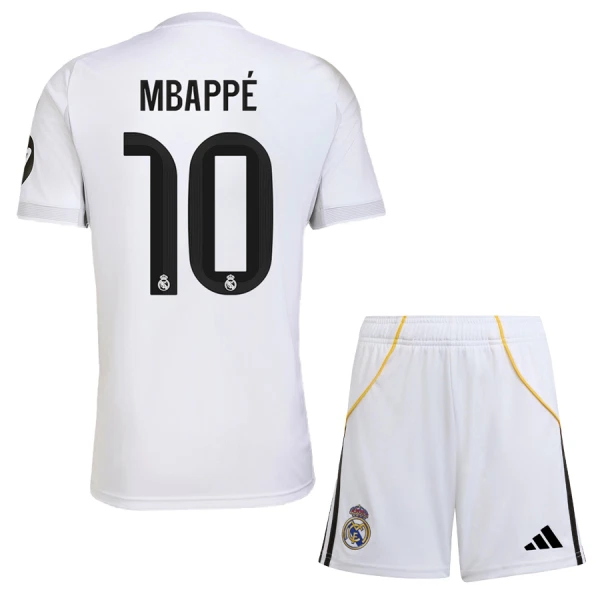 Barn Fotbollströjor med tryck Kylian Mbappé #10 Real Madrid Hemmaställ 2025/26