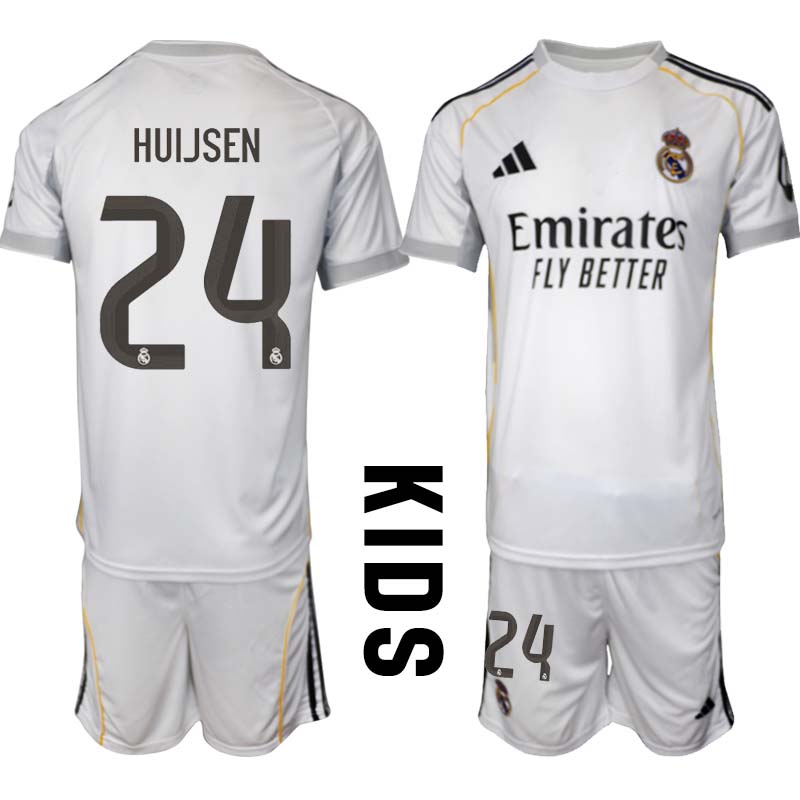 Billiga Fotbollströjor Barn Real Madrid Hemma 2025/26 Set Dean Huijsen 24