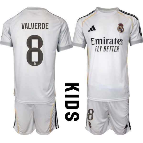 Fotbollströjor Barn Billiga Real Madrid Hemm 2025/26 Federico Valverde 8