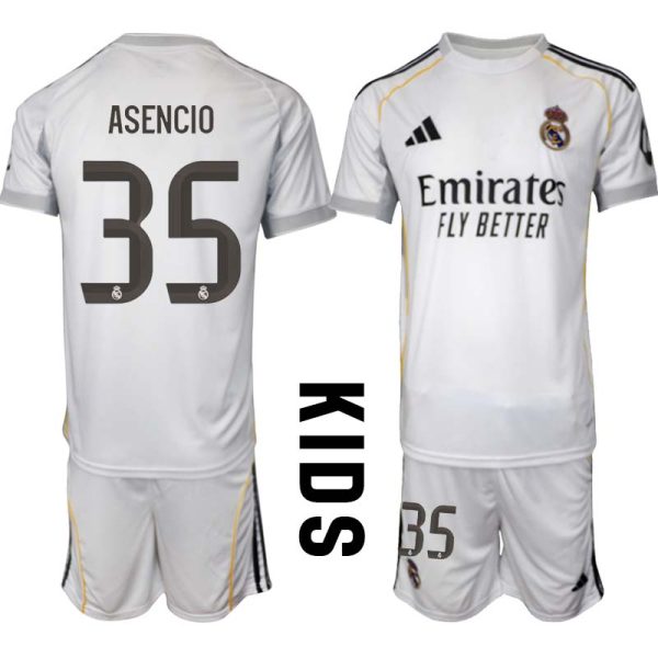Billiga Fotbollströjor Barn Real Madrid Hemma 2025/26 Set Raúl Asencio 35