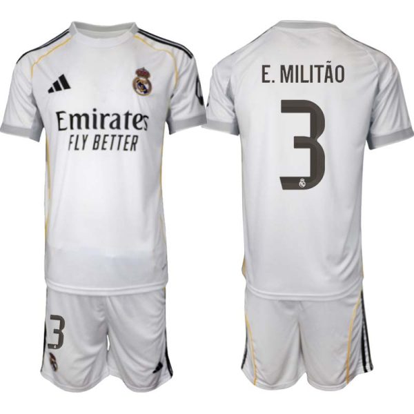 Fotbollskläder Set Herr Real Madrid Hemmaställ 2025/26 Éder Militão 3