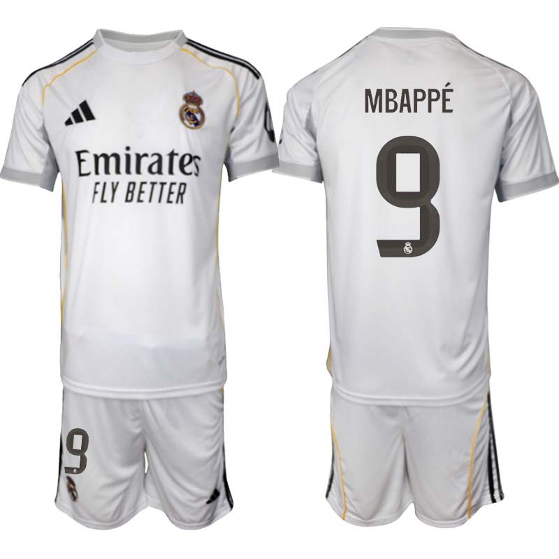 Billiga Fotbollströjor Herr Real Madrid Hemmaställ 2025/26 Kylian Mbappé 9