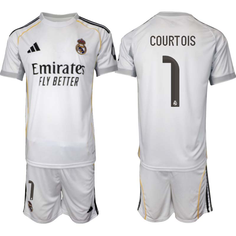 Fotbollskläder Set Herr Real Madrid Hemmaställ 2025/26 Thibaut Courtois 1