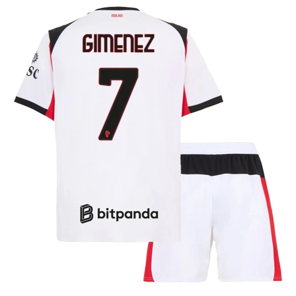 Fotbollströjor Barn Billiga AC Milan Bortaställ 2025/26 Santiago Gimenez 7