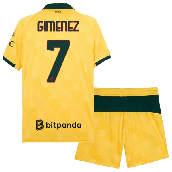 Fotbollskläder Set Barn AC Milan Tredjeställ 2025/26 Santiago Gimenez 7