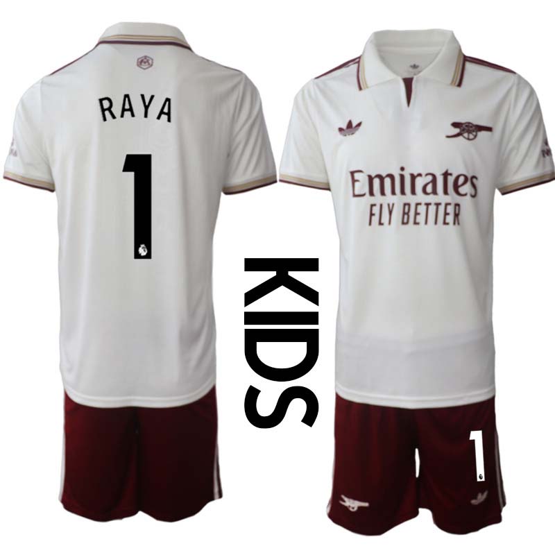 Arsenal Tredjeställ 2025/26 Barn Fotbollströja med namn David Raya 1