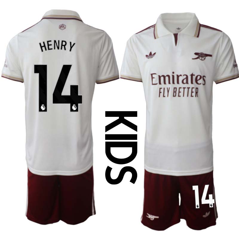 Arsenal Tredjeställ 2025/26 Fotbollströja med namn barn Thierry Henry 14