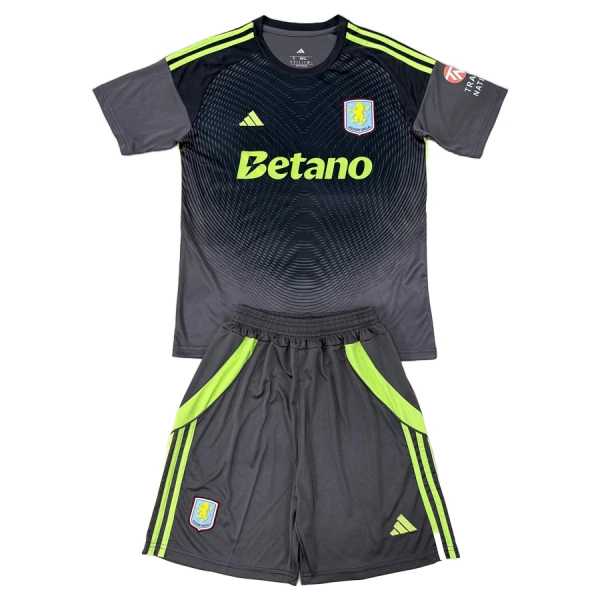 Aston Villa Målvaktsställ 2025/26 Barn Svart Kortärmad Tröja + Shorts
