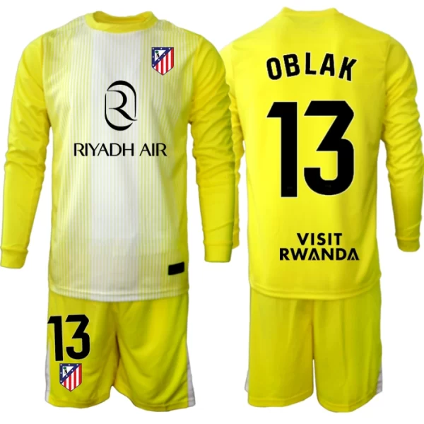 Billiga Fotbollsset Barn Atlético Madrid Målvaktsställ 2025-26 Gul Långärmad Jan Oblak 13