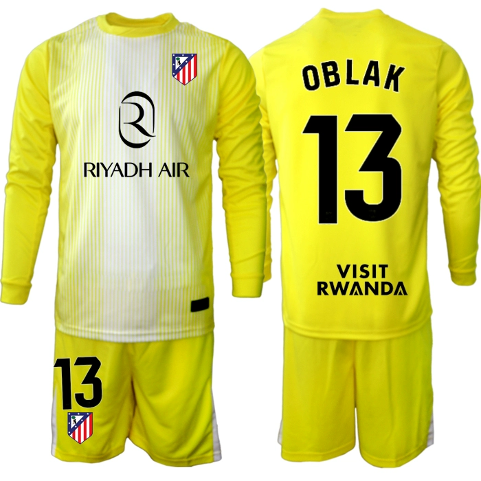 Billiga Fotbollsset Barn Atlético Madrid Målvaktsställ 2025-26 Gul Långärmad Jan Oblak 13