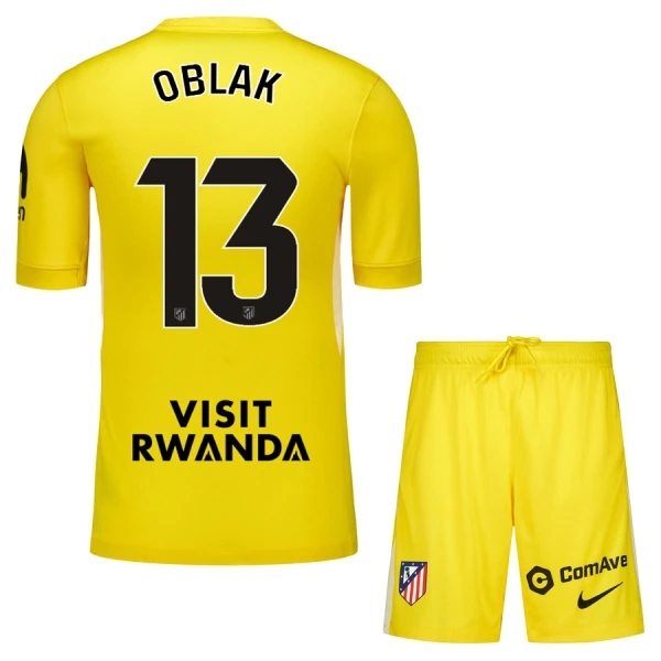 Fotbollskläder Barn Atlético Madrid Målvaktsställ 2025/26 Gul/Vit Jan Oblak 13