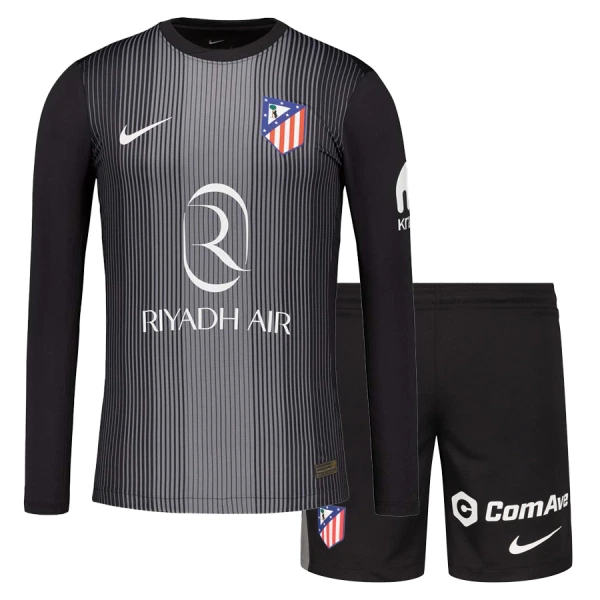 Fotbollströjan Barn Atlético Madrid Målvaktsställ 2025/26 Svart Långärmad