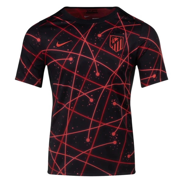 Atlético Madrid Tröja Herr 2025/26 Pre-Match Svart/Röd Kortärmad Fotbollströja