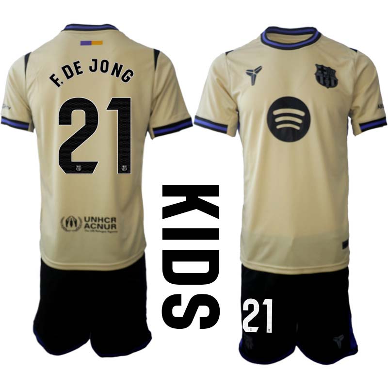 Matchställ Fotboll Barn FC Barcelona Bortaställ 2025/26 Frenkie de Jong 21