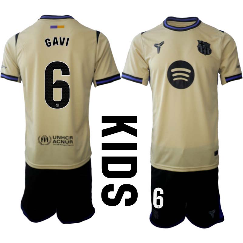 Fotbollströjor Barn Billiga FC Barcelona Bortaställ 2025/26 Paez Gavi 6