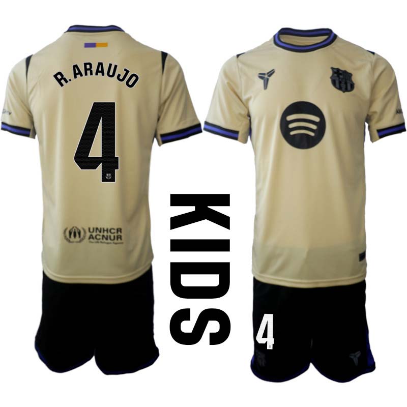 Fotbollskläder Set Barn FC Barcelona Bortaställ 2025/26 Ronald Araujo 4