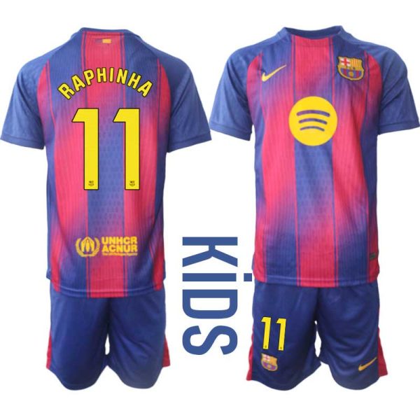 Billiga Fotbollströjor Barn FC Barcelona Hemmaställ 2025/26 Raphinha 11