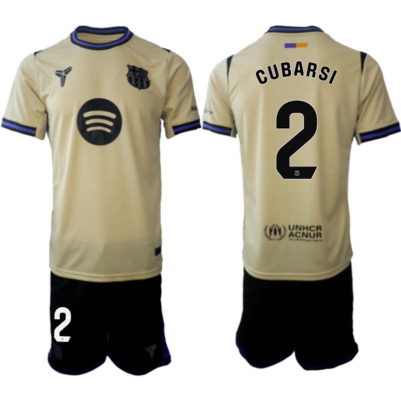 FC Barcelona Bortaställ 2025/26 Fotbollströjor med tryck Marc-Pau Cubarsí 2