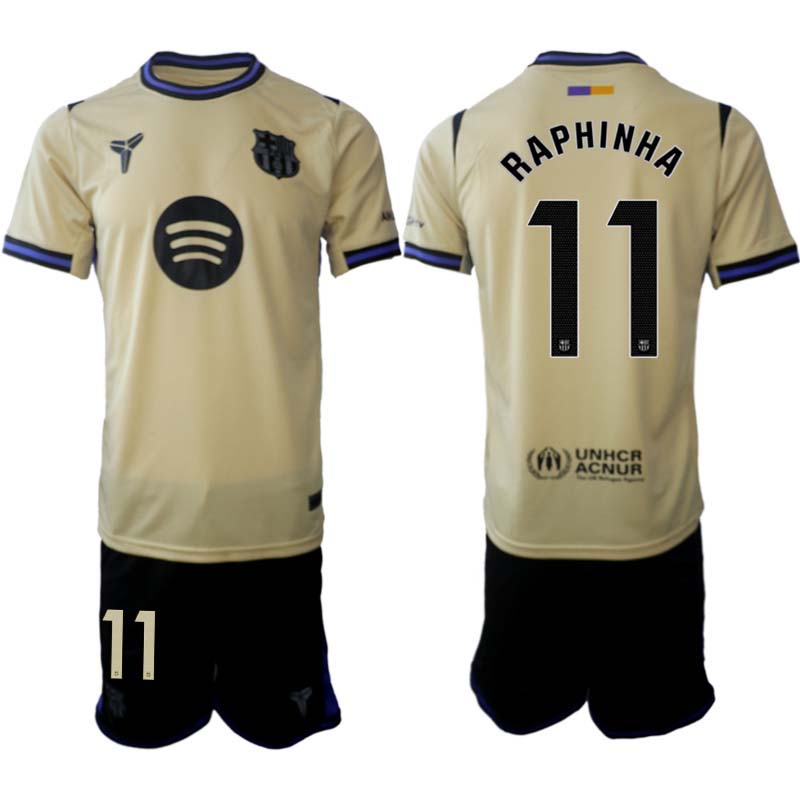 Billiga Fotbollströjor Herr FC Barcelona Bortaställ 2025/26 set Raphinha 11
