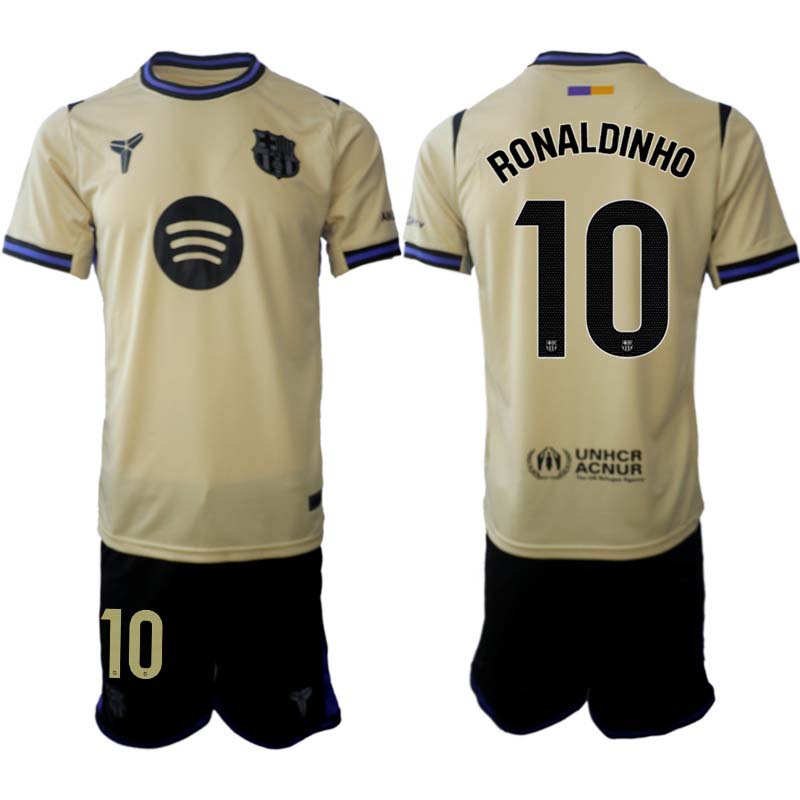Billiga Fotbollströjor Herr FC Barcelona Bortaställ 2025/26 set Ronaldinho 10