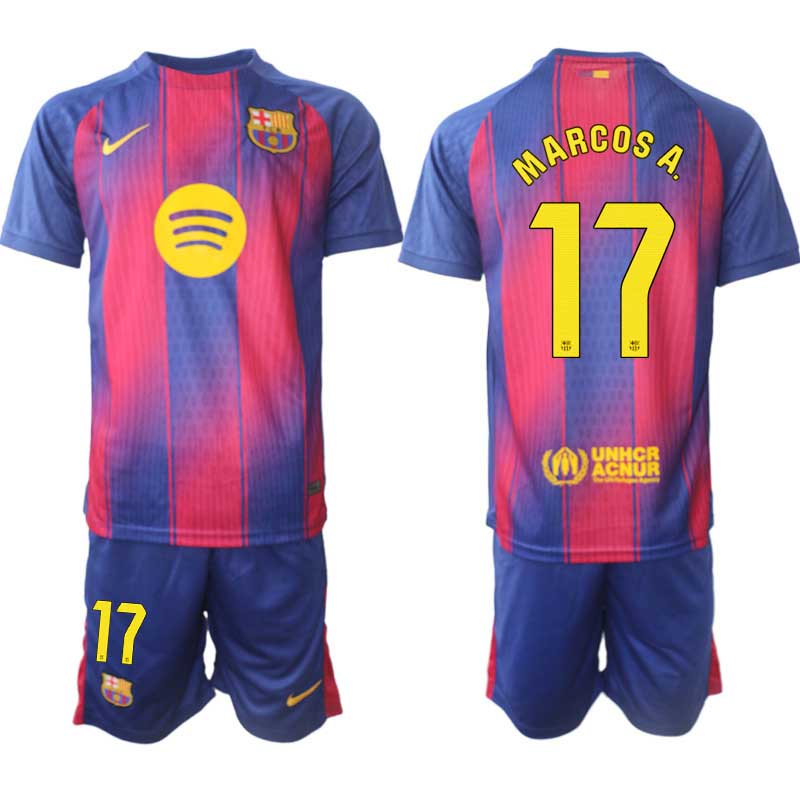 Fotbollskläder Set Herr FC Barcelona Hemmaställ 2025/26 Marcos Alonso 17