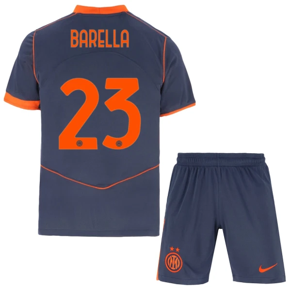 Fotbollströjor Barn Billiga Inter Milan Tredjeställ 2025/26 Nicolò Barella 23