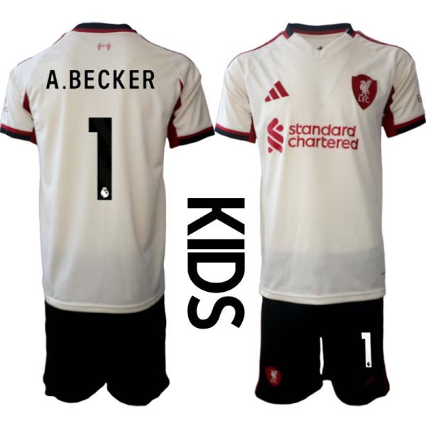 Billiga Fotbollströjor Barn Liverpool FC Bortaställ 2025/26 Alisson Becker 1