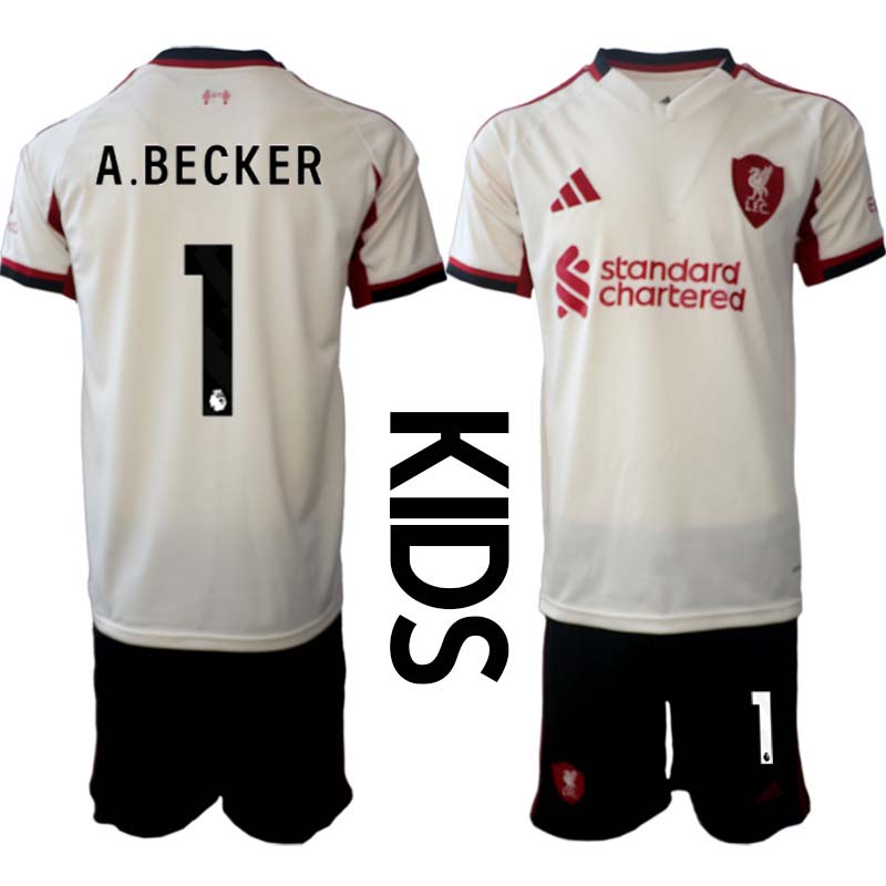 Billiga Fotbollströjor Barn Liverpool FC Bortaställ 2025/26 Alisson Becker 1