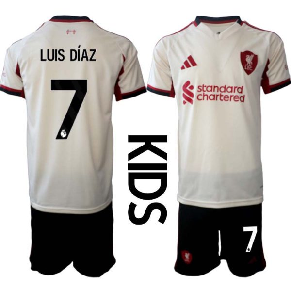 Barn Fotbollskläder Set Liverpool FC Bortaställ 2025/26 Luis Díaz 7