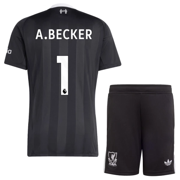 Liverpool Fotbollströja Barn 2025-26 Målvakt Svart Alisson Becker 1