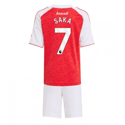 Arsenal Hemma Fotbollströjor 2025/26 Bukayo Saka 7 Barn Kortärmad Tröja + Shorts