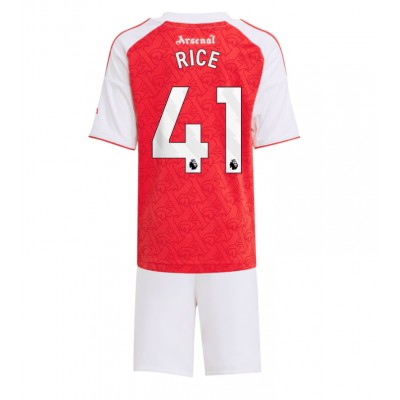 Arsenal Hemma Fotbollströjor 2025/26 Declan Rice 41 Barn Kortärmad Tröja + Shorts