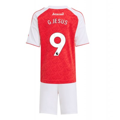 Arsenal Hemma Fotbollströjor 2025/26 Gabriel Jesus 9 Barn Kortärmad Tröja + Shorts