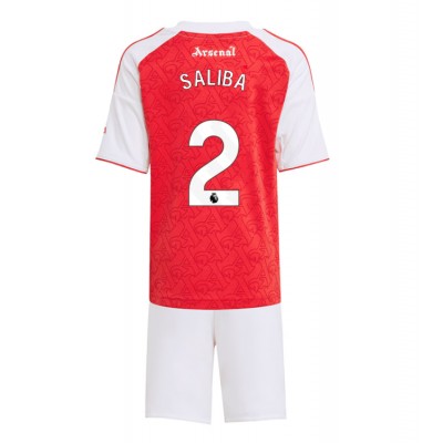 Arsenal Hemma Fotbollströjor 2025/26 William Saliba 2 Barn Kortärmad Tröja + Shorts